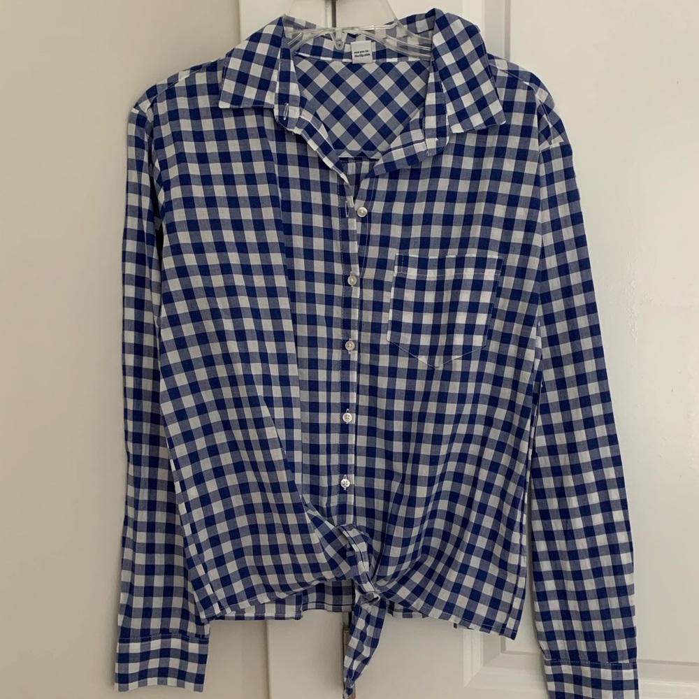 NWT Gingham Tie Top